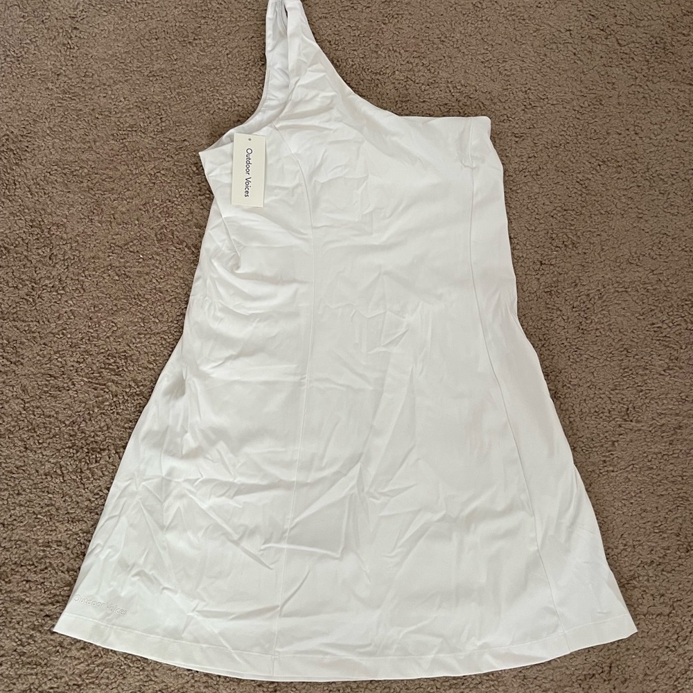 Outdoor Voices White Asymmetrical One-Shoulder Sundress
